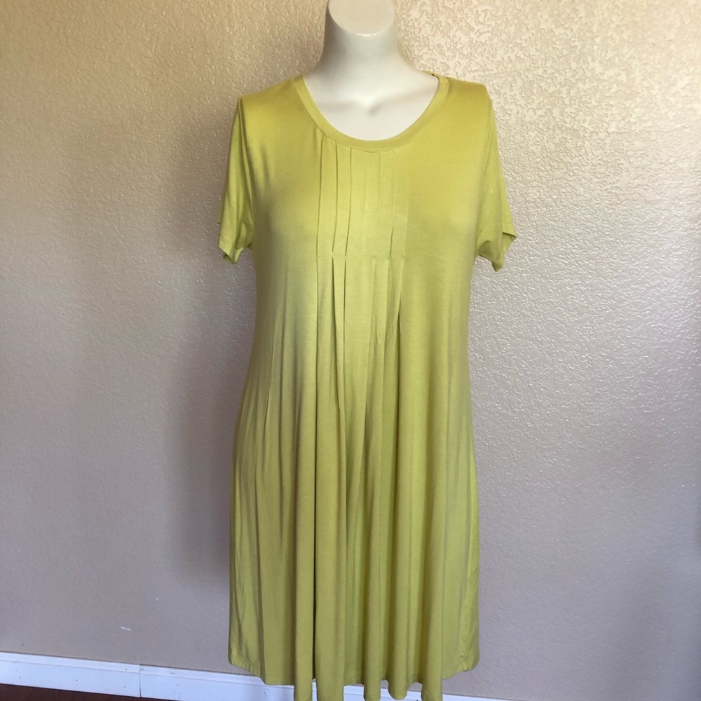 Soft Surroundings Knit Pleated Dress Green New
